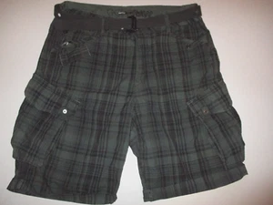 NEAR NEW G STAR RAW MENS NICE BLACK GREEN CHECK COTTON SHORTS 34" FREE POST - Picture 1 of 3
