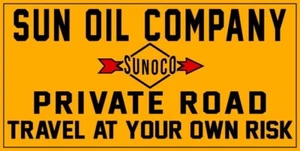 SUN OIL Company, Sunoco Private Road NEW Metal Sign 18x36" USA STEEL XL Size - Picture 1 of 1