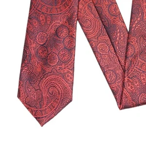 Stacy Adams Silk Tie Men’s 60” Red Paisley Microfiber Designer Classic Tie New - Picture 1 of 4