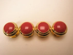 Red Domed & Gold Tone Round Vintage Formal Shirt Stud set d15 - Imagen 1 de 5