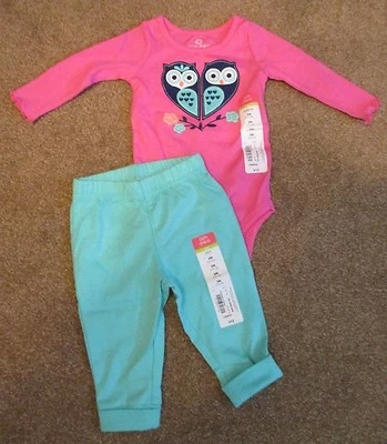 Conjunto de body y pantalones de búho Okie Dokie niñas 3M (6-12,5 libras) conjunto 2 piezas para bebés  Foto 1 de 4