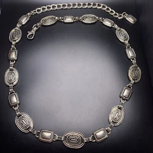 Cintura maglia tono argento medaglione corda texture moderna 34 35 36 37 38 39 40 41 pollici - Foto 1 di 11