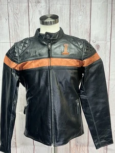 Harley Davidson Mens Victory Sweep #1 Black Leather Riding Jacket MED 98012-21VM - Picture 1 of 6