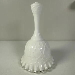 VTG 6” Fenton Silver Crest Ruffle Spanish Lace Milk Glass Bell - Picture 1 of 8