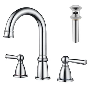 Widespread Bathroom Faucet 3 Hole Chrome 8 inch 2 Handle Faucet with Pop Up D... - Picture 1 of 7