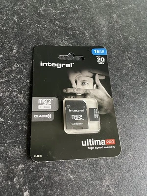 Integral UltimaPRO 16GB microSDHC Class 10 Memory Card + SD Adapter - NEW Sealed - Image 1 of 2