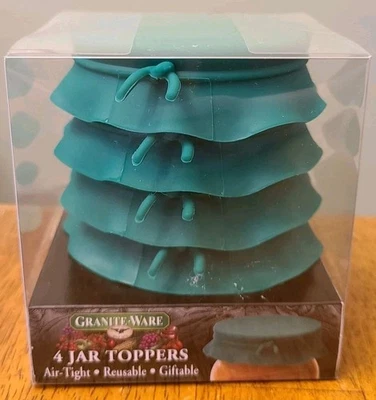 Granite Ware Jar Toppers STANDARD Canning 4 in Box Reusable Air-Tight Green Lids - Image 1 of 3
