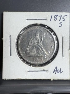 Sharp 1875 - S Twenty Cent Piece. Silver 20C - Picture 1 of 8