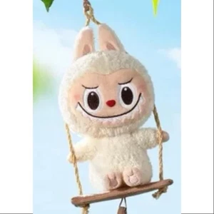 AUTHENTIC LABUBU Timber Workshop - Playing on the Swing Plush Pendant WHITE - Picture 1 of 6