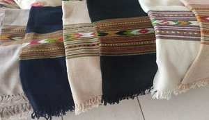 Black /white/ Beige Soft 100% Fine Wool Pashmina Shawl Handmade Kullu Weave - Picture 1 of 2