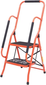 2 Stufenleiter, klappbarer Tritthocker mit Handläufen, Trittleiter 2 Stufen klappbar 500 - Bild 1 von 7