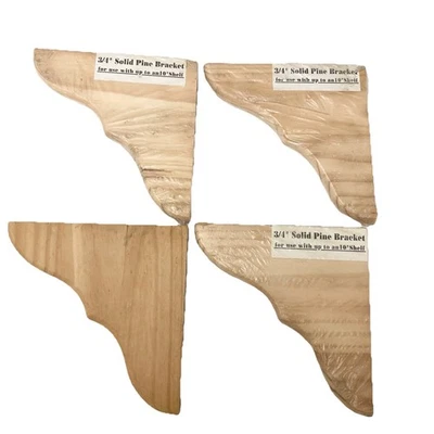 "Soporte de madera maciza de pino sin terminar de 3/4"" para estantes de hasta 10"" juego de 4 NUEVO Foto 1 de 4