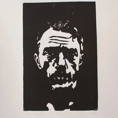 Leonhard Wachter Porträt Neo Rauch Contemporary sign Linolschnitt 2020 32/50 - Bild 1 von 3