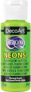 DecoArt Americana Neons Fluorescent Acrylic Paint 2oz-Thermal Green DHS-5 - Picture 1 of 1