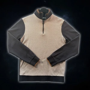 Denim & Flower Mock Neck Houndstoock Check Quarter Zip Sweatshirt Men's Small - Picture 1 of 10