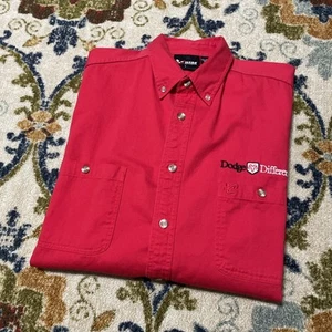 Dodge Differently Mechanic Button Down Red Pocket Mechanic Shirt Sz L Chase Auth - Picture 1 of 6
