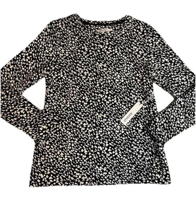 Chico’s 1 - Touch Of Cool - Fab Dot NEW Women’s Top Black White Long Sleeve NWT - Picture 1 of 16
