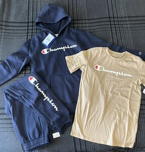 3pc CHAMPION Boys Fleece Hoodie, T-Shirt & Jogger Pants Activewear Set M 10 NWT - Picture 1 of 5