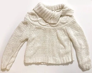 Gap Kids Ivory Ivory White Chunky Turtleneck Sweater Gold Thread Top NWOT 4-5 XS - Picture 1 of 5