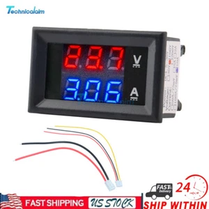 Voltmetro DC 100V 10A Amperometro Blu + Rosso LED Amplificatore Digitale Voltmetro Manometro US - Foto 1 di 19