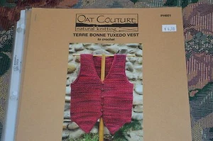 Oat Couture Terre Bonne Tuxedo Vest Sweater Crochet Pattern sz P to 2XL  - Picture 1 of 1