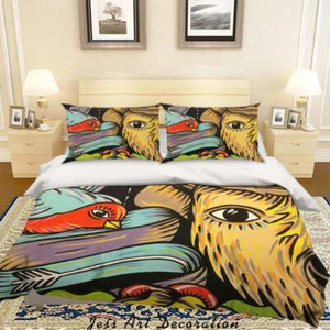 3D Graffiti Colorful Bird Animal Quilt Cover Set Bedding Set Duvet Cover - Bild 1 von 5
