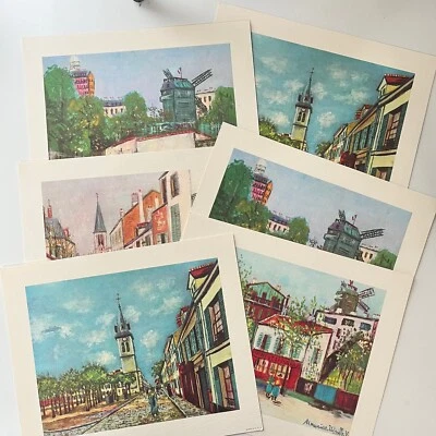 Impresiones artísticas Maurice Utrillo Montmartre escenas conjunto de 6 Donald Art Co. años 50/60 Foto 1 de 4