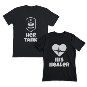 Valentines Day Couples Matching Outfits Clothes for Friends Her Tank His Healer - Picture 1 of 11