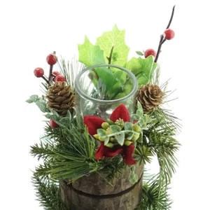 Kaemingk Weihnachtsgesteck mit Teelichthalter rot & grün mobil für Innenräume - Bild 1 von 1