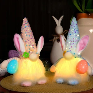Lighted up Easter Gnomes Couple Plush Doll Easters Gnome with LED Light, 2 PCS F - Picture 1 of 12