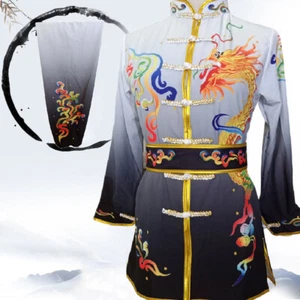 Gradient Martial Arts Uniform Kung Fu Tai Chi Suit Changquan Set Dragon Pattern - Picture 1 of 14