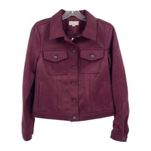 LOFT Maroon Pockets Faux Suede Jacket | New With Tags - Picture 1 of 6