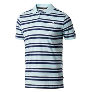 Polo uomo Puma ess+ a righe blu nuova taglia small - Foto 1 di 1