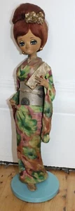 Tall 50cm Vintage 60s Big Eye Japanese Pose Doll on Stand Bradley Style Geisha - Picture 1 of 10