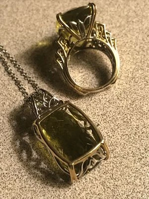 VALITUTTI - NH - Juego de anillos colgantes - PLATA - ORO - CITRINO - 29g - 18” - talla 7 Foto 1 de 4