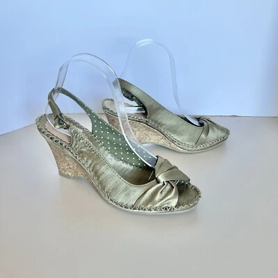 Zapatos con cordones para mujer Seychelles talla 8,5 verde satinado lazo corcho cuña Foto 1 de 4