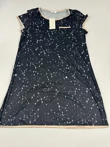 Ekouaer Womens Nightgown Sleep Shirt Dress Satin Patchwork Short Sleeve Sz L - Picture 1 of 8