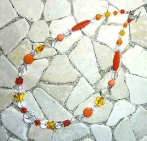 ★ mittellange Kette ★ Collier ★ orange & kristall ★ - Picture 1 of 4