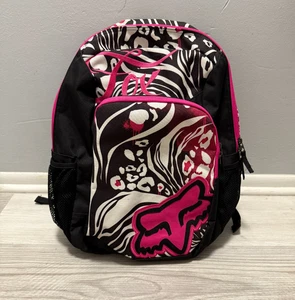 Mochila Escolar Vintage FOX Racing Y2K Rosa Negra Grunge Patinador Bolso para Libros Escolares - Imagen 1 de 7