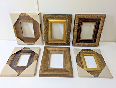 Conjunto de 6 molduras ornamentadas de ouro e bronze estilo vitoriano lote 5x7 e 4x6 - Imagem 1 de 4