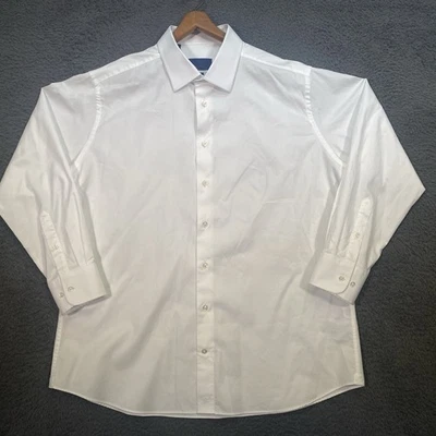 David Donahue Dress Shirt Mens Trim Fit White Fine Twill 18.5 34/35 Corpcore - Image 1 of 4