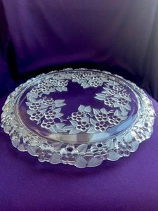 CARMEN Crystal Glass Torte 13.5 " Plate Frosted Leaves Embossed Flowers Mikasa - Picture 1 of 13
