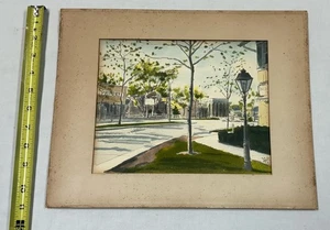 DAVIS GRAU grau Aquarell Druck handgemalt Straßenszene 11" x 14" - Bild 1 von 4
