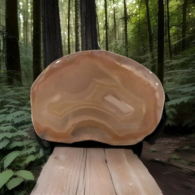 Tachuela de corbata vintage para hombre con piedra de ágata con bandas de 1"– prendedor de cabujón natural Foto 1 de 3