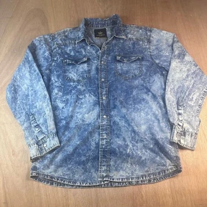 Maximilian New York Men’s Denim Shirt 2XL Acid Wash Western Snap Cotton - Picture 1 of 4