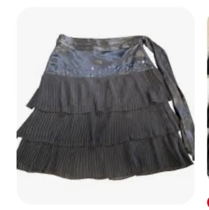 Forever 21 100% Silk Y2k Vintage Skirt Layered Ruffle Sequin Size L Black - Picture 1 of 11