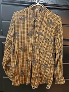Vintage Gap Plaid Long Sleeve Button Shirt Men X-Large 90s Horses - Picture 1 of 5