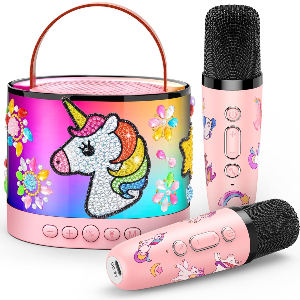 Macchina Karaoke Portatile Con 2 Microfoni - Bluetooth, Luci E Effetti Vocali Per Bambini