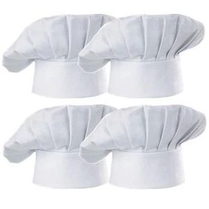 Juego de 4 sombreros de chef blancos ajustables elásticos panadero cocina gorra de cocina adulto - Imagen 1 de 4