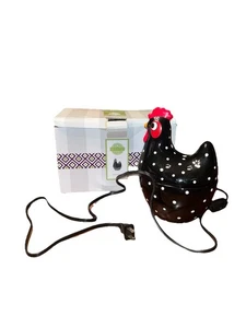 Scentsy HOKEY POKEY Black White Polka Dot Rooster Wax Warmer Ceramic Retired - Picture 1 of 4